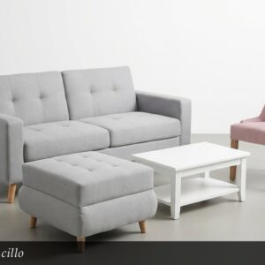 El Juego de Sala Sencillo es la definición de practicidad y confort minimalista. Compuesto por un sofá de dos plazas en gris claro, un práctico ottoman y una mesa de centro blanca, ofrece todo lo necesario para una sala funcional y acogedora. El sillón individual en rosa empolvado añade un delicado toque de color y personalidad.